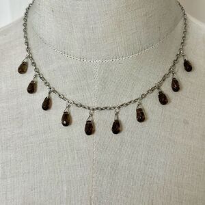 Vintage Silpada Sterling Silver Smoky Quartz Drop Necklace